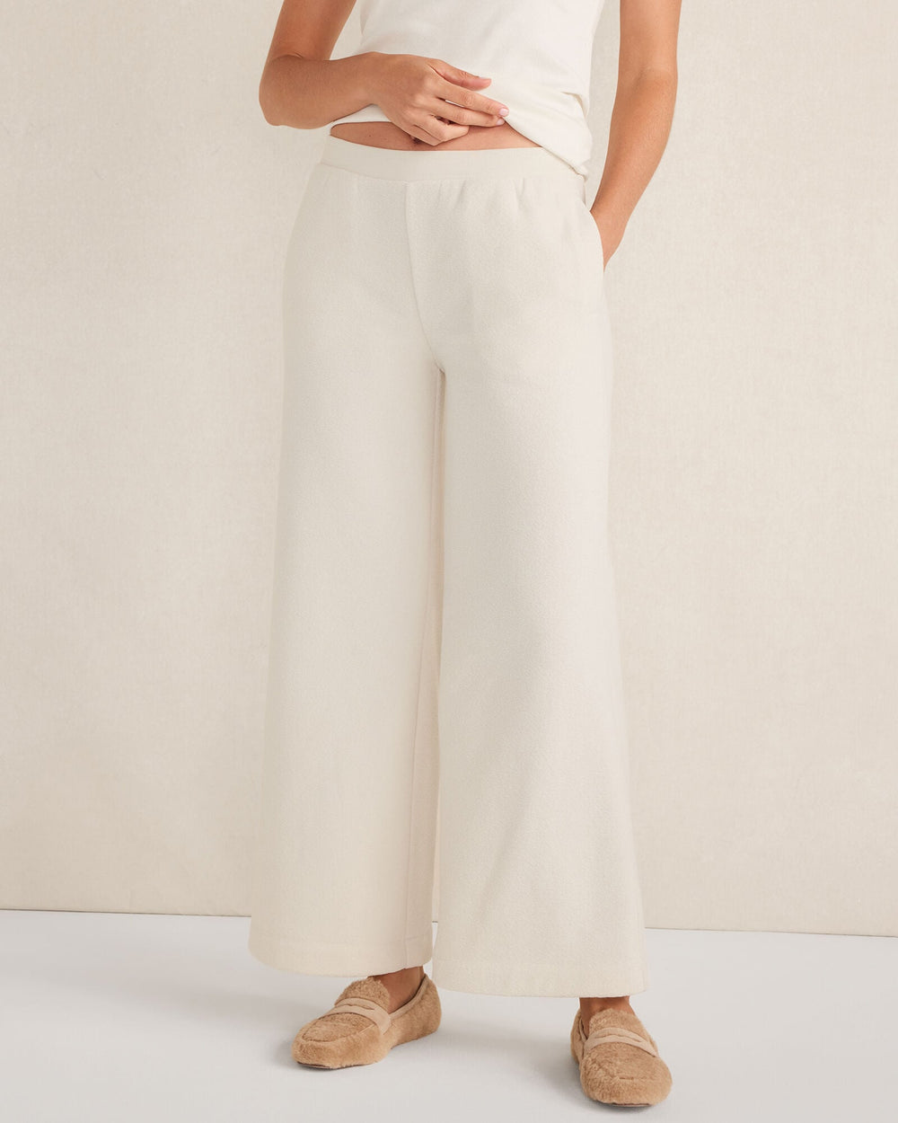 FULL MOON BRUSHED TERRY WIDE LEG PANTS | Talbots US