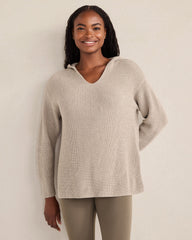 TULE FOG HTHR ORGANIC COTTON CASHMERE SHAKER STITCH HOODIE | Talbots US
