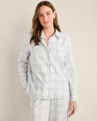 GLACIER FROST WINDOWPANE LIGHTWEIGHT FLANNEL WINDOWPANE PAJAMA TOP | Talbots outlet