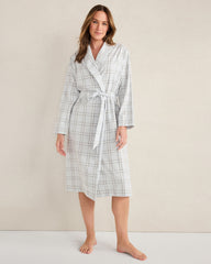 GLACIER FROST WINDOWPANE LIGHTWEIGHT FLANNEL WINDOWPANE ROBE | Talbots online