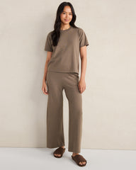 PURE TAUPE HTHR|SLATE BROWN RELAXED JERSEY WIDE LEG PANTS | Talbots near me