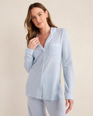 FROST HTHR|WAVE MARLED KNIT PAJAMA TOP | Talbots for sale