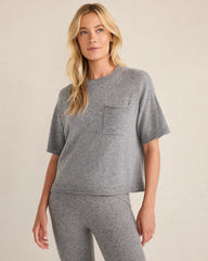 CUMULUS GREY CASHMERE POCKET TEE | Talbots sale