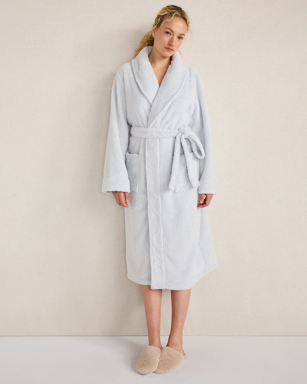 GLACIER FROST|IVORY|SALTY GREEN PLUSH ROBE | Talbots discount