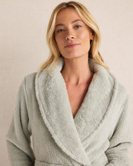 GLACIER FROST|IVORY|SALTY GREEN PLUSH ROBE | Talbots discount