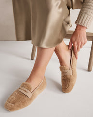 BURNT TOFFEE|PIGNOLI SHERPA AND LEATHER MOCCASINS | Talbots on sale