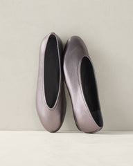 GUNMETAL SOFT LEATHER BALLET FLATS | Talbots discount