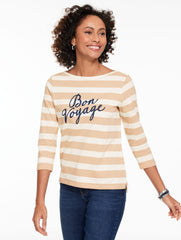 ISLAND SAND/IVORY ENVELOPE NECK TEE - BON VOYAGE | Talbots outlet
