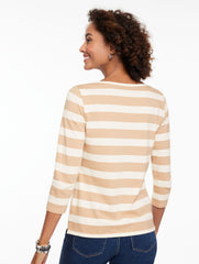 ISLAND SAND/IVORY ENVELOPE NECK TEE - BON VOYAGE | Talbots outlet