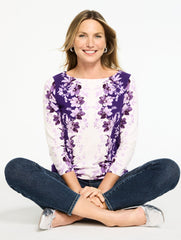 SPRING LILAC MULTI BATEAU NECK TEE - EXQUISITE BLOOMS | Talbots discount