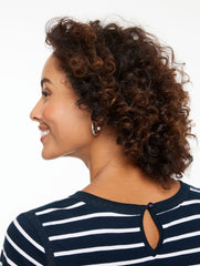 INDIGO/WHITE|WHITE/SESAME|WHITE/SPRING LILAC MODERN ROMANCE LACE TRIM TOP - LORELAI STRIPE | Talbots US