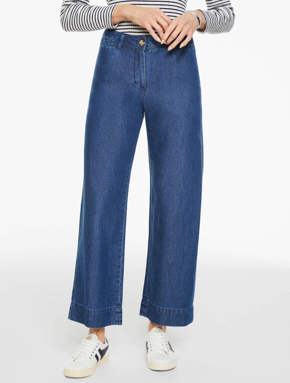 DARK WASH WIDE ANKLE PANTS - REFINED DENIM | Talbots discount