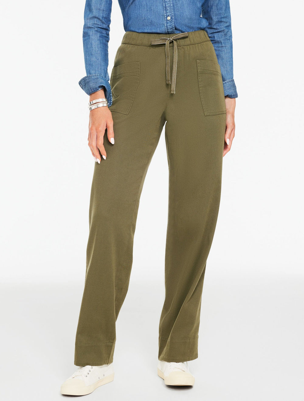 BURNT OLIVE STRAIGHT LEG PULL-ON PANTS | Talbots sale