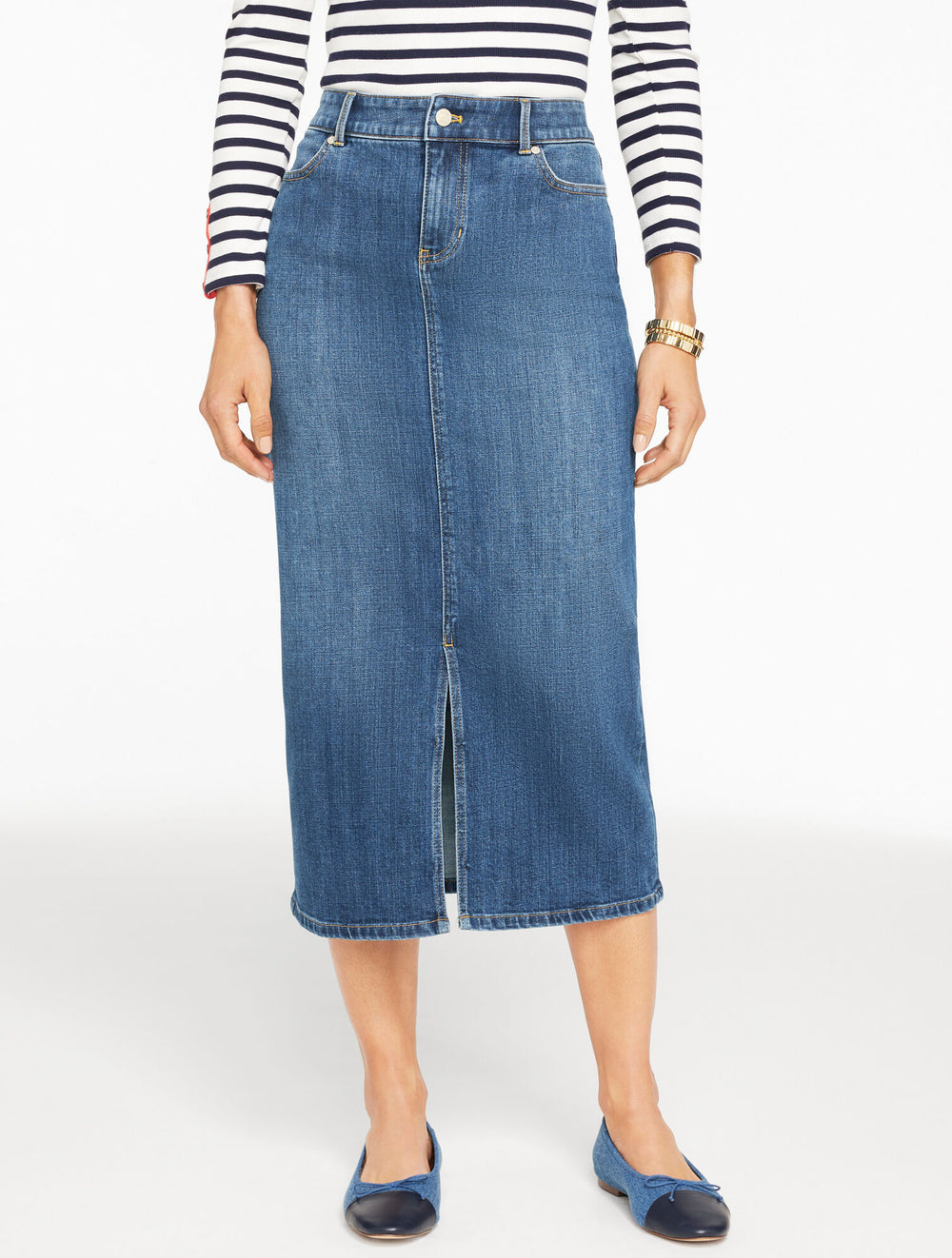 MIRAMAR WASH DENIM MIDI SKIRT - MIRAMAR WASH | Talbots sale