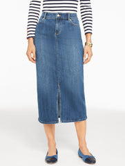 MIRAMAR WASH DENIM MIDI SKIRT - MIRAMAR WASH | Talbots sale