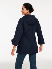 INDIGO BLUE HOODED CAPE RAIN JACKET | Talbots discount