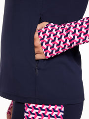 PINK PETAL/INDIA INK PERFORMANCE COMPRESSION HALF-ZIP PULLOVER - GEO | Talbots sale