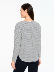 IVORY/INDIGO RIBBED CREWNECK TEE - CHERISH STRIPE | Talbots online