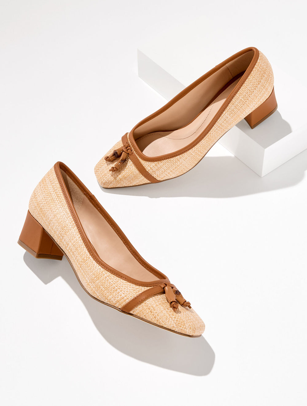 NATURAL SIENNA BAMBOO RAFFIA BLOCK HEEL PUMPS | Talbots online