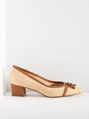 NATURAL SIENNA BAMBOO RAFFIA BLOCK HEEL PUMPS | Talbots online