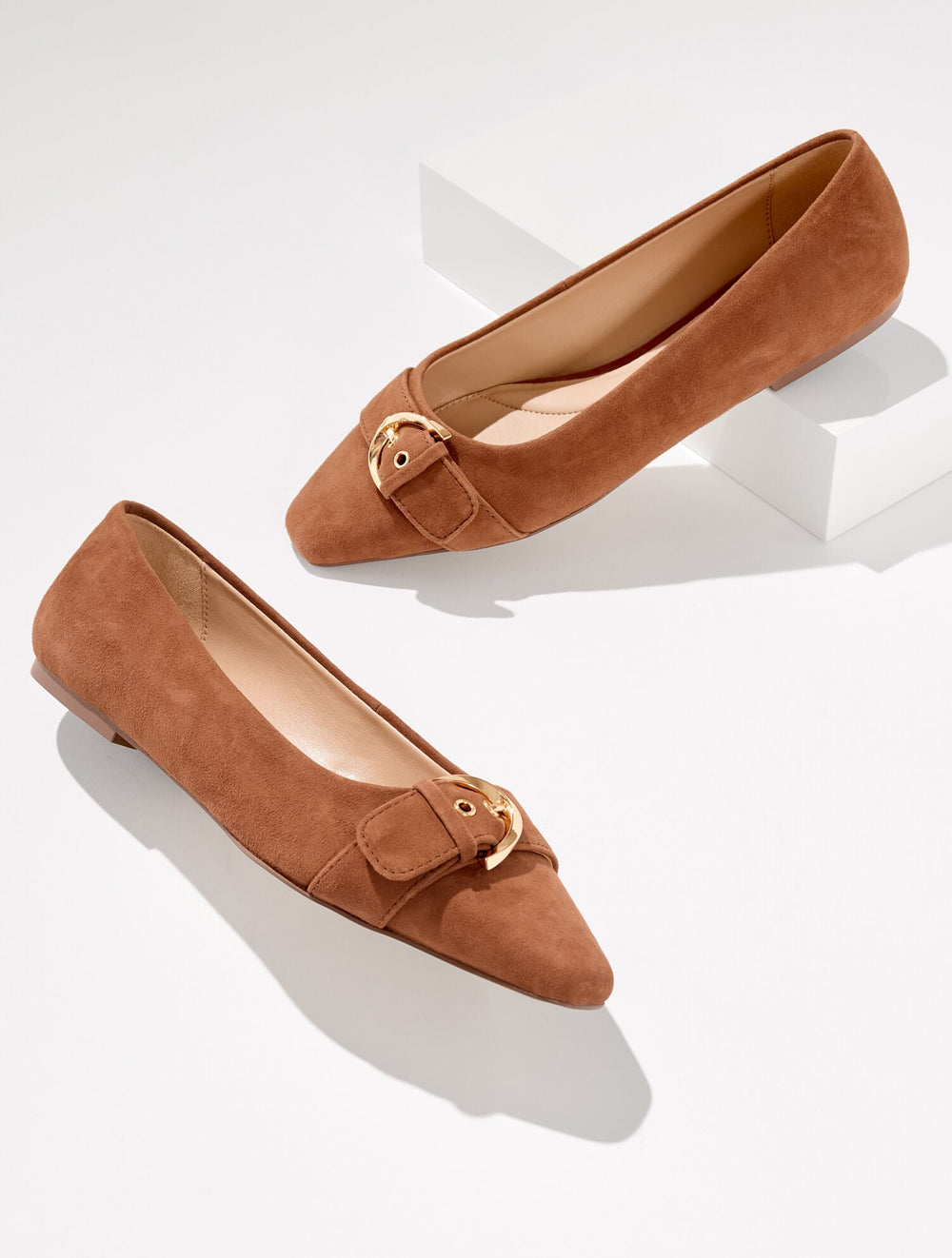 BLACK|JASPER WHITLEY BUCKLE SUEDE BALLET FLATS | Talbots on sale