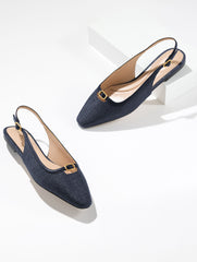 INDIGO WHITLEY SHIMMER RAFFIA SLINGBACK FLATS | Talbots online