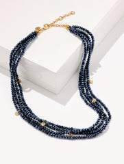 INDIGO BLUE/GOLD ADARA BEADED LAYER NECKLACE | Talbots US