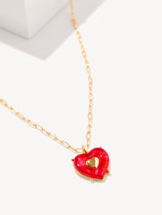 RED POP/GOLD RED VELVET HEART PENDANT NECKLACE | Talbots discount