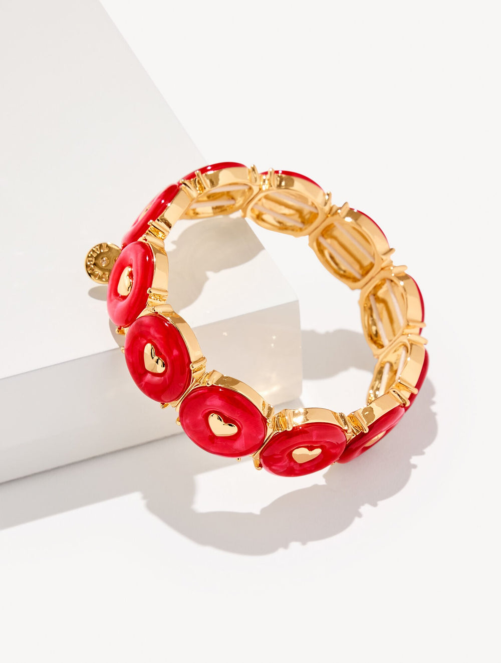 RED POP/GOLD RED VELVET HEART STRETCH BRACELET | Talbots sale