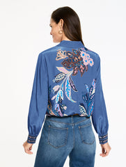 NAVY DUSK MULTI BUTTON FRONT SOFT SHIRT - INTRICATE JACOBEAN | Talbots sale