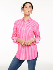 BRIGHT PINK/WHITE|SHORE BLUE/WHITE EVERYDAY RELAXED SHIRT - SAILOR STRIPE | Talbots US