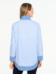 WHITE/VISTA BLUE BEAUTY STRIPE TUNIC | Talbots online