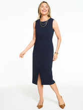 INDIGO BLUE POLISHED CREPE SHEATH DRESS | Talbots for sale