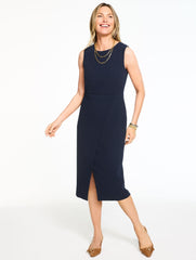 INDIGO BLUE POLISHED CREPE SHEATH DRESS | Talbots on sale