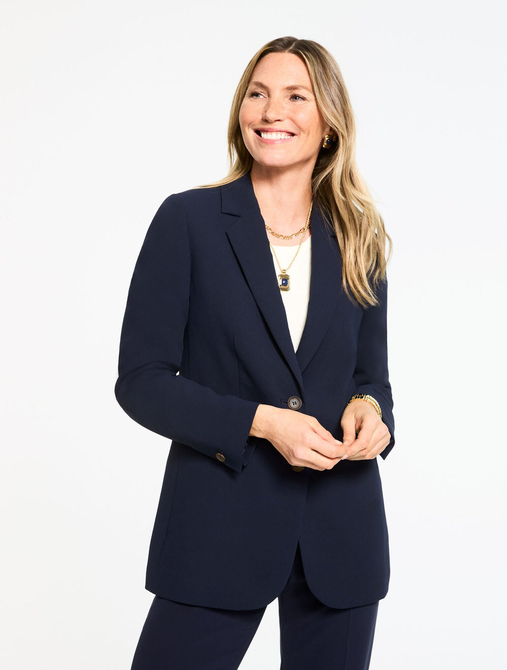 INDIGO BLUE POLISHED CREPE BLAZER | Talbots discount