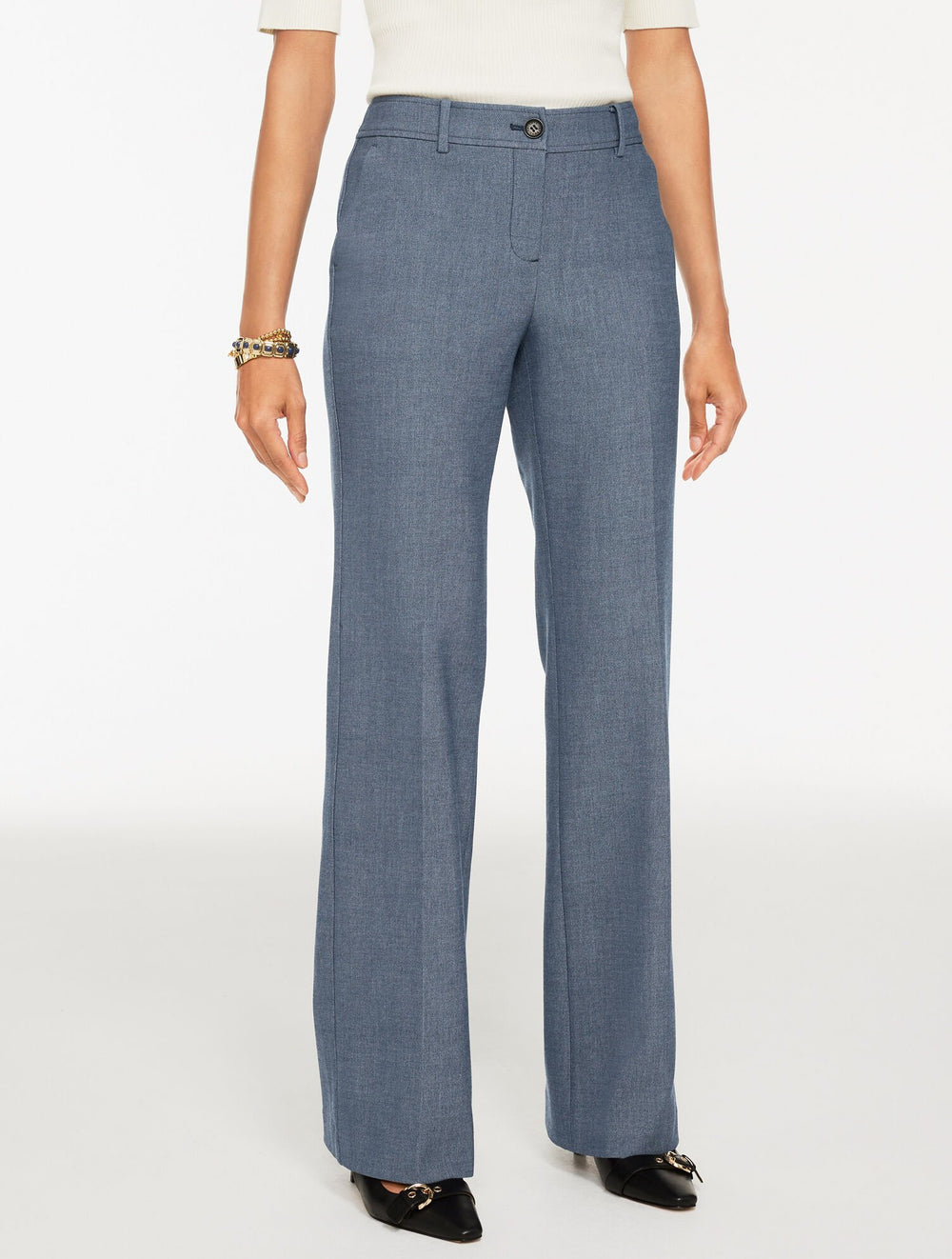 BLUE BOOT LEG REFINED DENIM PANTS | Talbots outlet