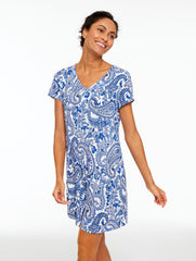 VISTA BLUE MULTI TALBOTS X SOMA COOL NIGHTS SHORT SLEEVE SLEEPSHIRT - ALLYAH PAISLEY | Talbots sale