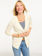 IVORY POINTELLE GIRLFRIEND CARDIGAN | Talbots sale