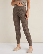 SLATE BROWN ORGANIC COTTON CASHMERE CABLE JOGGERS | Talbots outlet