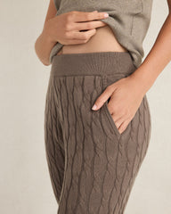 SLATE BROWN ORGANIC COTTON CASHMERE CABLE JOGGERS | Talbots outlet