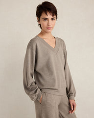 SLATE BROWN HTHR SOFT KNIT V-NECK TOP | Talbots online