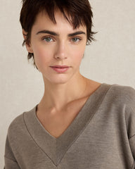 SLATE BROWN HTHR SOFT KNIT V-NECK TOP | Talbots online