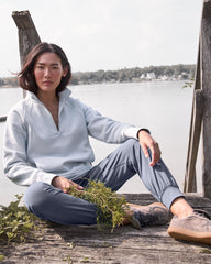 GLACIER FROST|RAINFALL CLOUD FLEECE HALF-ZIP PULLOVER | Talbots on sale
