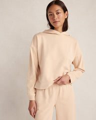 PEACH QUARTZ GARMENT DYE ORGANIC COTTON TERRY HOODIE | Talbots outlet