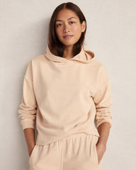 PEACH QUARTZ GARMENT DYE ORGANIC COTTON TERRY HOODIE | Talbots outlet