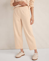 PEACH QUARTZ GARMENT DYE ORGANIC COTTON TERRY BARREL LEG PANTS | Talbots online