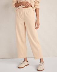 PEACH QUARTZ GARMENT DYE ORGANIC COTTON TERRY BARREL LEG PANTS | Talbots discount
