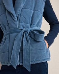 MED INDIGO WASH INDIGO COTTON TERRY QUILTED VEST | Talbots outlet