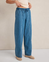 INDIGO WASH ORGANIC COTTON DENIM BARREL LEG PANTS | Talbots on sale