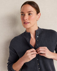 GARMENT DYE NIGHTFALL|GARMENT DYE WAVE ORGANIC COTTON ROLL NECK CARDIGAN | Talbots sale
